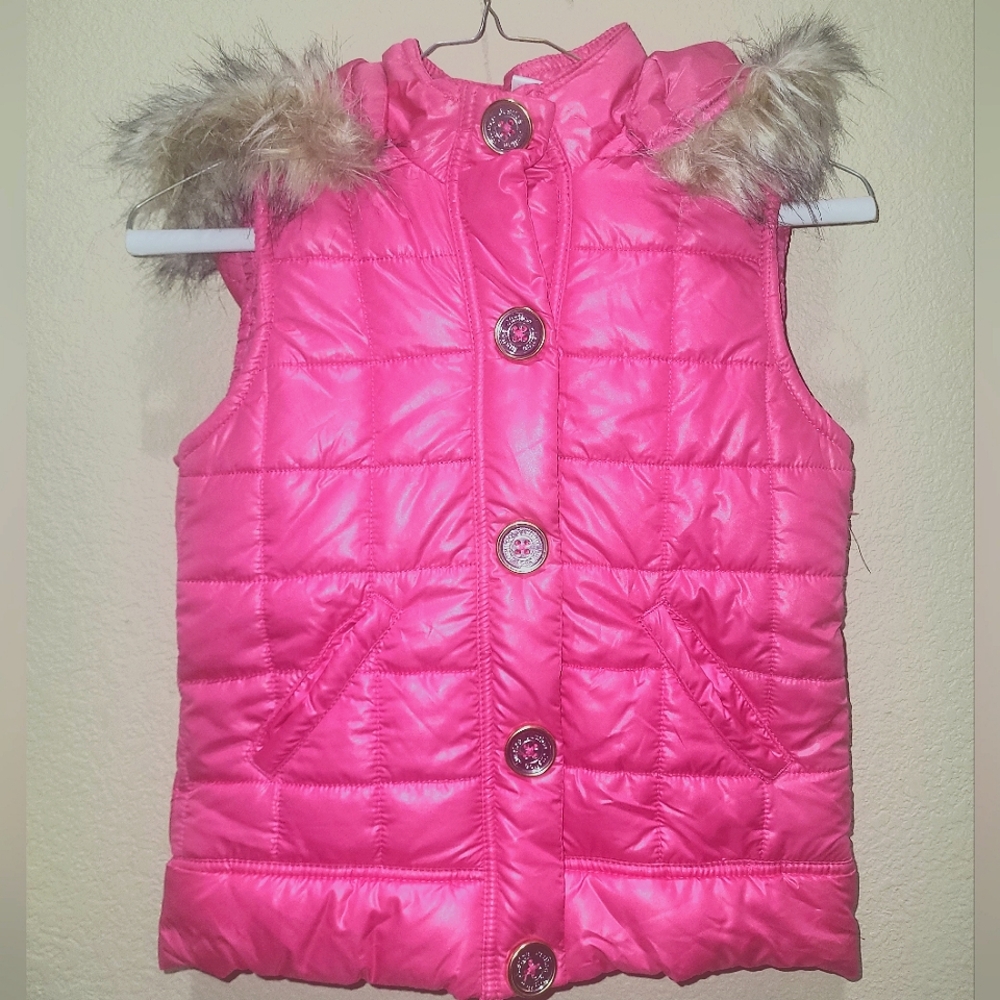 Justice girls pink peplum bubble hoodie vest